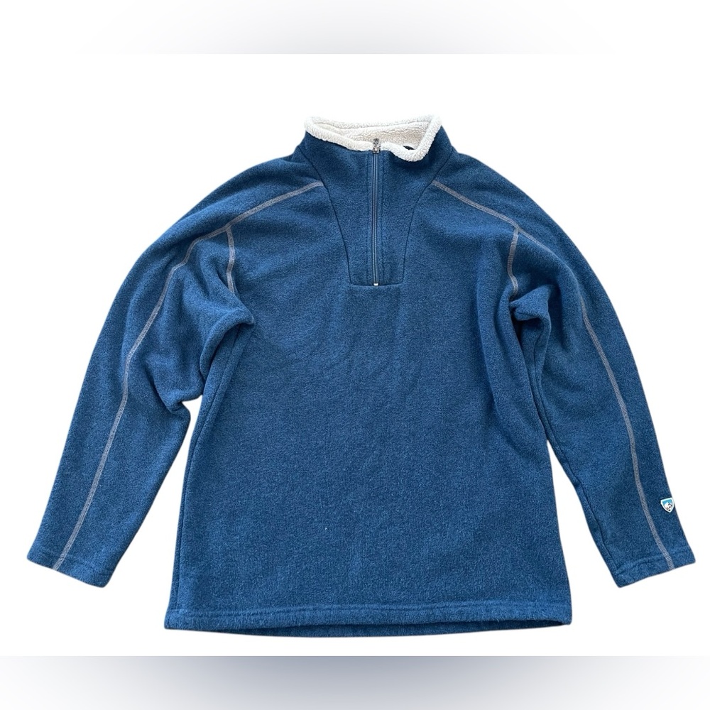 Kuhl Alfpaca Europa Quarter Zip Sweater Mens Size Large Blue Fleece Pullover
